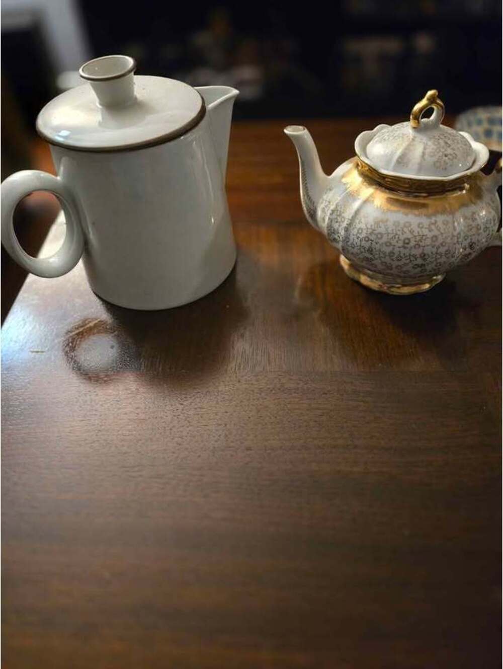 2 teapots dansk and stirling china japan vintage